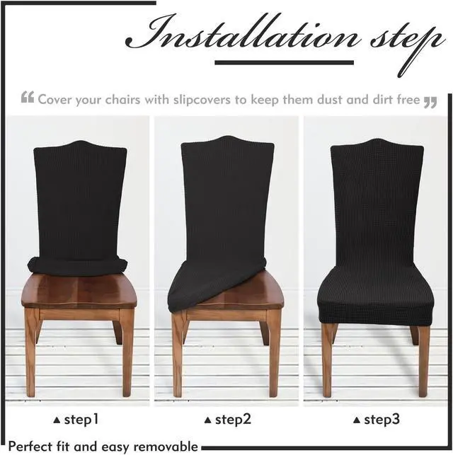 Alt view image 5 of 5 - Chair Covers for Dining Room Set of 4 black Stretch Slipcovers Chairs Covers Kitchen Chair Covers Black