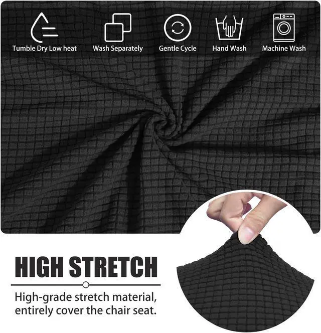 Alt view image 4 of 5 - Chair Covers for Dining Room Set of 4 black Stretch Slipcovers Chairs Covers Kitchen Chair Covers Black