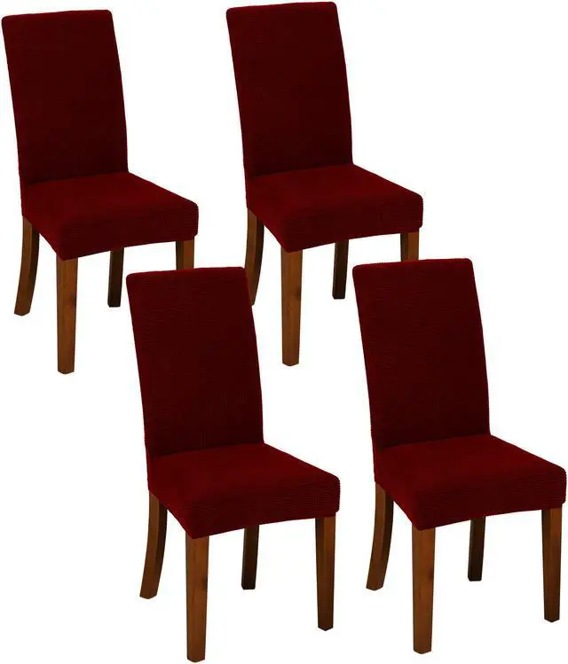 Main image of Chair Covers for Dining Room Set of 4 Wine Red Stretch Slipcovers Chairs Covers Kitchen Chair Covers