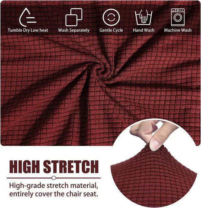 Alt view image 4 of 5 - Chair Covers for Dining Room Set of 4 Wine Red Stretch Slipcovers Chairs Covers Kitchen Chair Covers