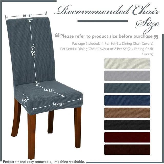 Alt view image 3 of 5 - Chair Covers for Dining Room Set of 4 Dark Grey Stretch Slipcovers Chairs Covers Kitchen Chair Covers