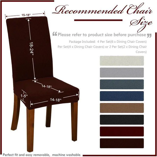 Alt view image 3 of 5 - Chair Covers for Dining Room Set of 6 Chocolate Stretch Slipcovers Chairs Covers Kitchen Chair Covers