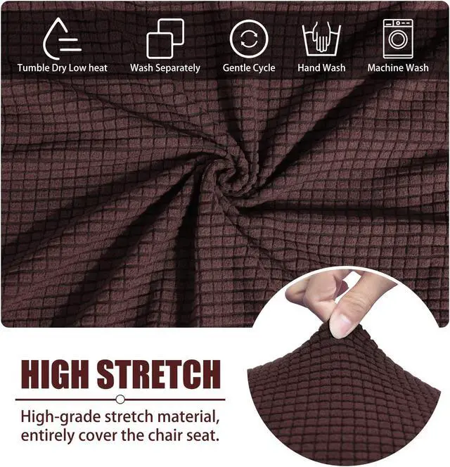 Alt view image 4 of 5 - Chair Covers for Dining Room Set of 6 Chocolate Stretch Slipcovers Chairs Covers Kitchen Chair Covers