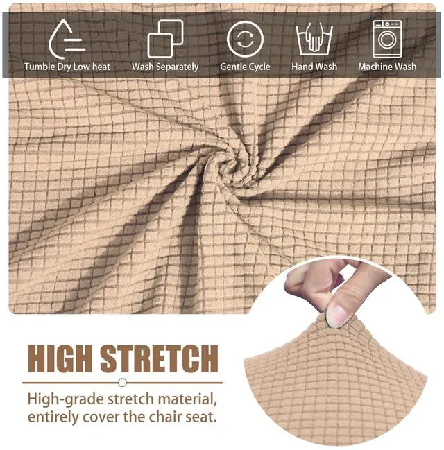 Alt view image 4 of 5 - Chair Covers for Dining Room Set of 6 Khaki Stretch Slipcovers Chairs Covers Kitchen Chair Covers