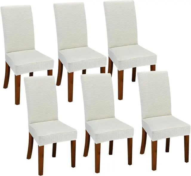 Main image of Chair Covers for Dining Room Set of 6 Ivory Stretch Slipcovers Chairs Covers Kitchen Chair Covers Fit Multi Style Small Chairs