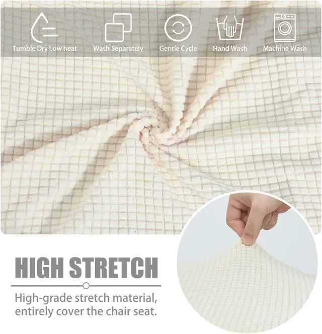 Alt view image 4 of 5 - Chair Covers for Dining Room Set of 6 Ivory Stretch Slipcovers Chairs Covers Kitchen Chair Covers Fit Multi Style Small Chairs