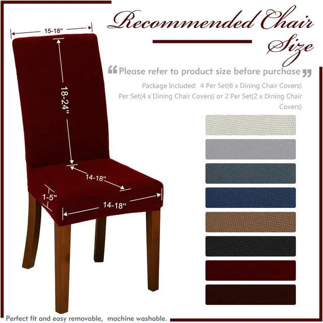 Alt view image 3 of 5 - Chair Covers for Dining Room Set of 6 Wine Red Stretch Slipcovers Chairs Covers Kitchen Chair Covers