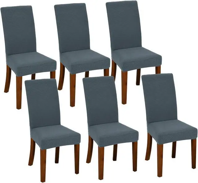 Main image of Chair Covers for Dining Room Set of 6 Dark Grey Stretch Slipcovers Chairs Covers Kitchen Chair Covers Dark Grey