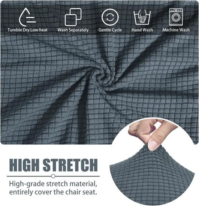 Alt view image 4 of 5 - Chair Covers for Dining Room Set of 6 Dark Grey Stretch Slipcovers Chairs Covers Kitchen Chair Covers Dark Grey