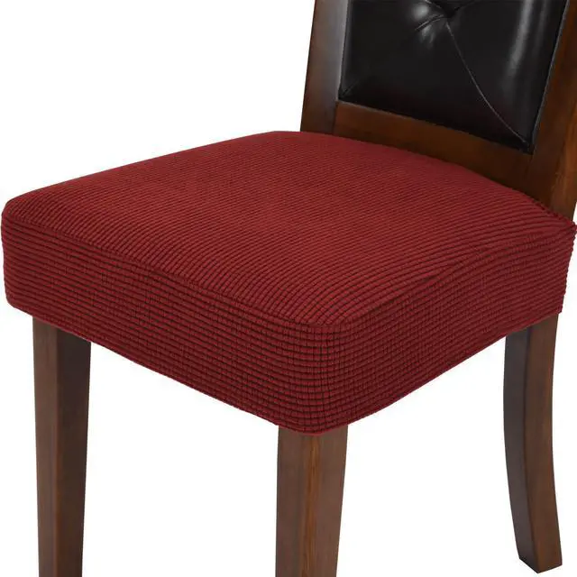 Main image of Chair Covers for Dining Room Chairs Set of 4 Wine Red Stretch Washable Removable Parsons Chair seat Cover Kitchen Chair Seat Slipcovers