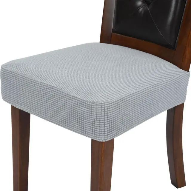 Main image of Chair Covers for Dining Room Chairs Set of 6 Grey Stretch Washable Removable Parsons Chair seat Cover Kitchen Chair Seat Slipcovers