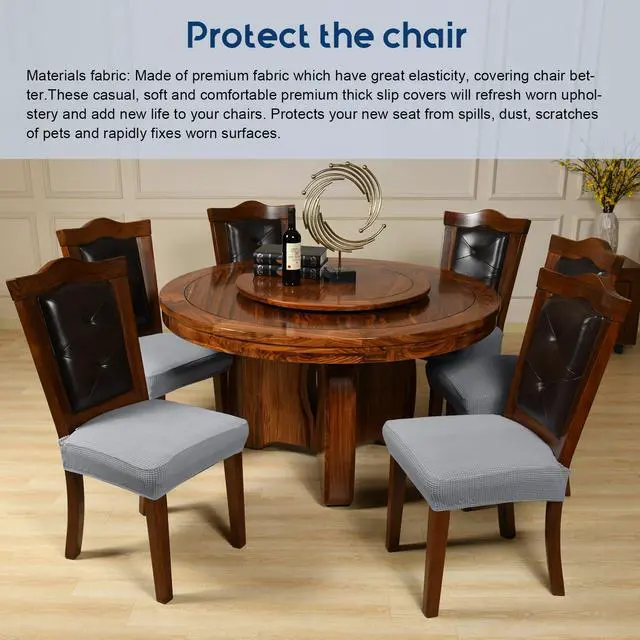 Alt view image 2 of 5 - Chair Covers for Dining Room Chairs Set of 6 Grey Stretch Washable Removable Parsons Chair seat Cover Kitchen Chair Seat Slipcovers