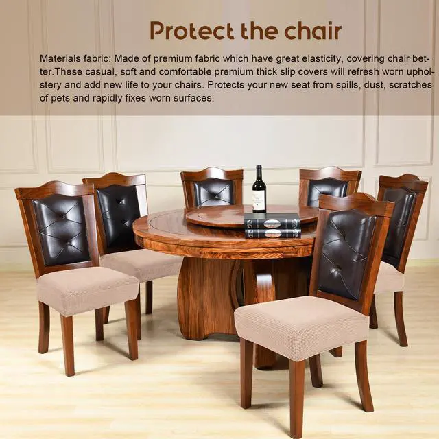 Alt view image 2 of 5 - Chair Covers for Dining Room Chairs Set of 6 Khaki Rear-gapped,Stretch Washable Removable Parsons Chair seat Cover Kitchen Chair Seat Slipcovers