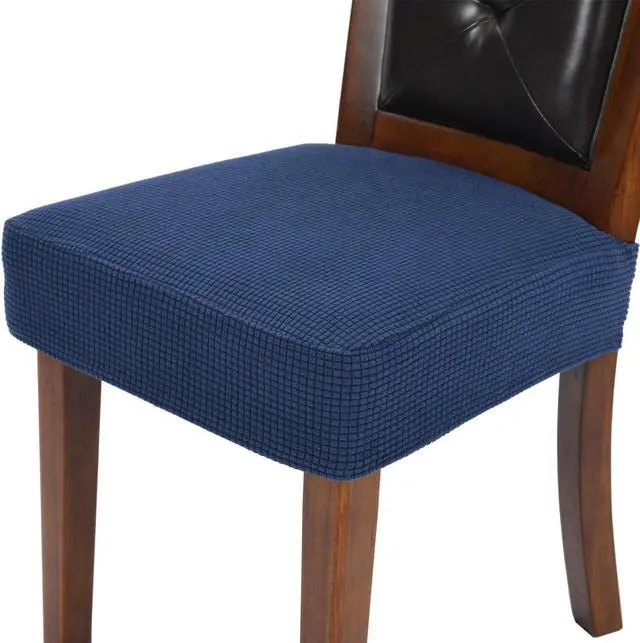 Main image of Chair Covers for Dining Room Chairs Set of 6 Navy Blue Rear-gapped,Stretch Washable Removable Parsons Chair seat Cover Kitchen Chair Seat Slipcovers