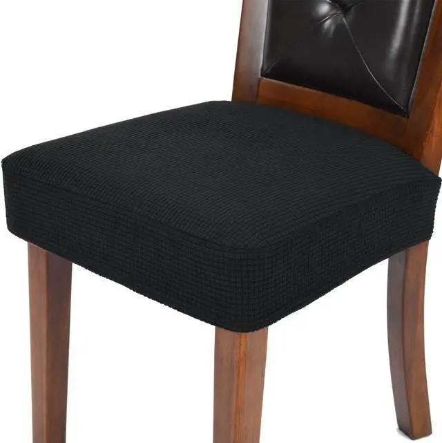 Main image of Chair Covers for Dining Room Chairs Set of 6 Black Stretch Washable Removable Parsons Chair seat Cover Kitchen Chair Seat Slipcovers