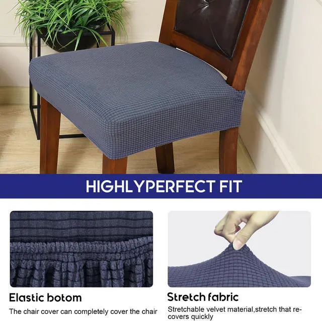 Alt view image 4 of 5 - Chair Covers for Dining Room Chairs set of 6 Dark Grey Stretch Washable Removable Parsons chair seat cover Kitchen Chair Seat Slipcovers