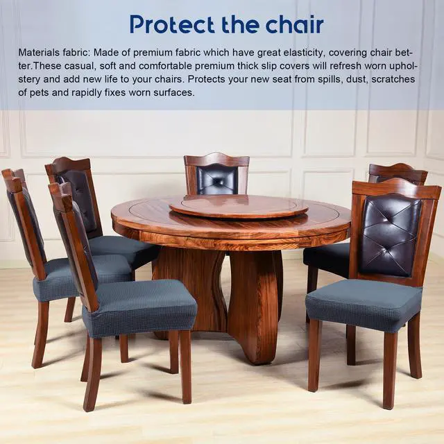 Alt view image 2 of 5 - Chair Covers for Dining Room Chairs set of 6 Dark Grey Stretch Washable Removable Parsons chair seat cover Kitchen Chair Seat Slipcovers