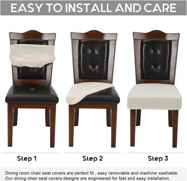 Alt view image 5 of 5 - Chair Covers for Dining Room Chairs Set of 6 Ivory Rear-gapped,Stretch Washable Removable Parsons Chair seat Cover Kitchen Chair Seat Slipcovers