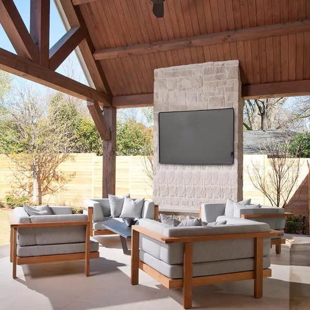 Alt view image 6 of 6 - Outdoor Waterproof and Weatherproof TV Cover for 32 inch Outside Flat Screen TV - Cover Size 29''W x 19''H x 5.5''D - Grey