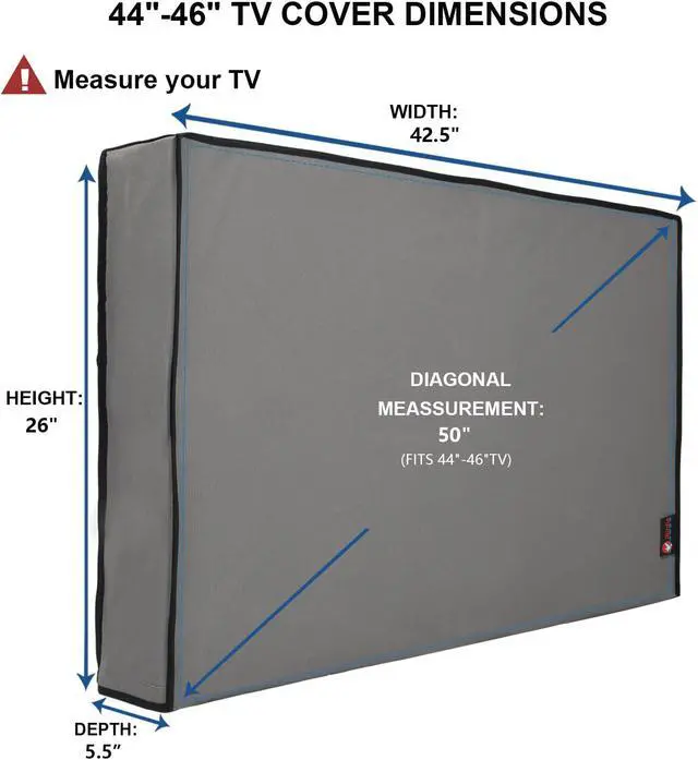 Alt view image 2 of 6 - Outdoor Waterproof and Weatherproof TV Cover for 44 to 46 inch Outside Flat Screen TV - Cover Size 42.5''W x 26''H x 5.5''D - Grey
