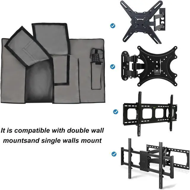 Alt view image 4 of 6 - Outdoor Waterproof and Weatherproof TV Cover for 55 inch Outside Flat Screen TV - Cover Size 52''W x 31''H x 5.5''D - Grey