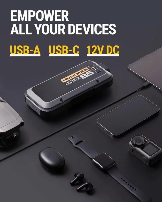 Alt view image 5 of 7 - HULKMAN Alpha85 Smart Jump Starter 2000 Amp 20000mAh Car Starter for up to 8.5L Gas and 6L Diesel Engines with Boost Function for Totally Dead Battery 12V Lithium Portable Car Battery Booster Pack