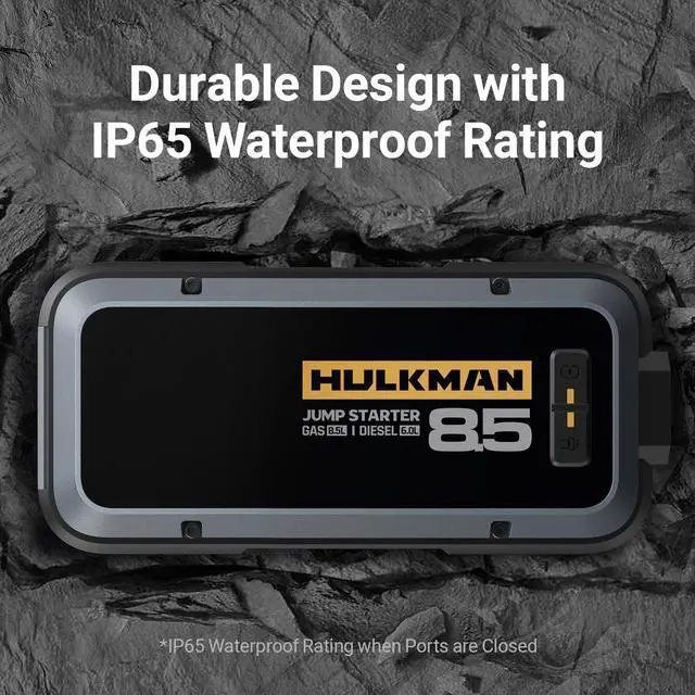 Alt view image 7 of 7 - Hulkman Alpha85S,Space Gray, 2000A 74Wh Smart Jump Starter with -40 Start Tech, 12V Portable Car Battery Booster, 3.3" LED Display, USB-C Power Pack, Jumper Cables for up to 8.5L Gas/6.0L Diesel