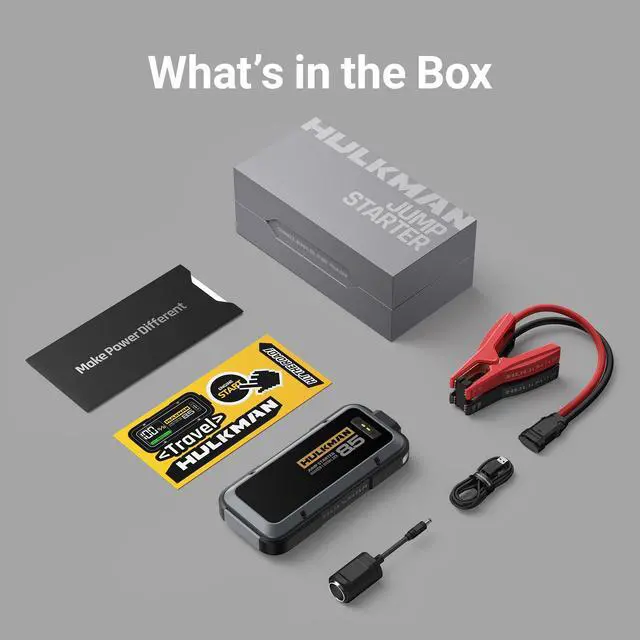 Alt view image 8 of 7 - Hulkman Alpha85S,Space Gray, 2000A 74Wh Smart Jump Starter with -40 Start Tech, 12V Portable Car Battery Booster, 3.3" LED Display, USB-C Power Pack, Jumper Cables for up to 8.5L Gas/6.0L Diesel