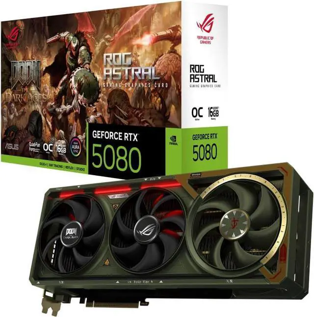 Main image of ASUS ROG Astral RTX 5080 OC 16GB GDDR7 DOOM Edition Quad-Fan Gaming GPU - Limited Edition