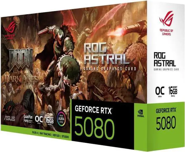Alt view image 7 of 7 - ASUS ROG Astral RTX 5080 OC 16GB GDDR7 DOOM Edition Quad-Fan Gaming GPU - Limited Edition