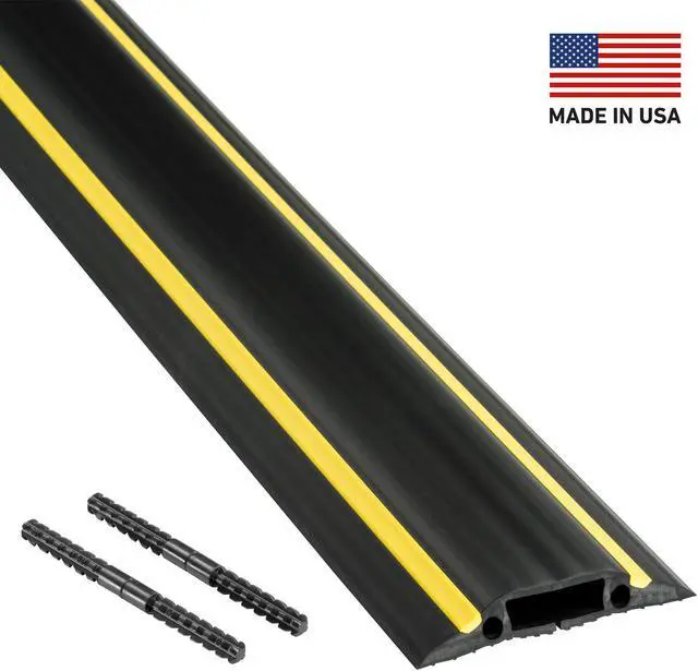 Alt view image 2 of 7 - D-Line Floor Cord Cover Heavy Duty Cord Protector | FC83H | 6 Foot, Linkable | Protect Cords and Prevents Trip Hazard | Cable Cavity 1 3/16” W x 3/8” H | Black and Yellow