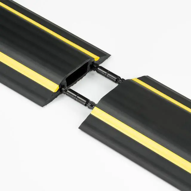 Alt view image 4 of 7 - D-Line Floor Cord Cover Heavy Duty Cord Protector | FC83H | 6 Foot, Linkable | Protect Cords and Prevents Trip Hazard | Cable Cavity 1 3/16” W x 3/8” H | Black and Yellow