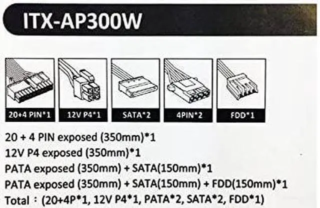 Alt view image 5 of 6 - Apevia PS-ITX300W Mini-ITX/Flex ATX 300W Power Supply - Black