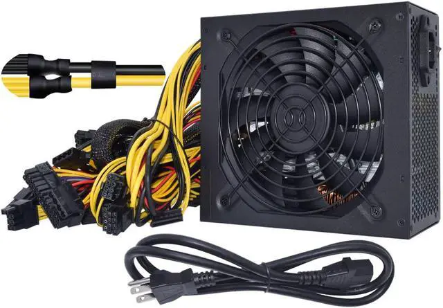 Main image of 1800W Mining Power Supply,ATX PC PSU Supports 6 GPU for Bitmain Ethereum Bitcoin Miner Rigs 110V-240V Power Adapter with 2x12AWG to 4x18 AWG Heavy Duty Power Cable
