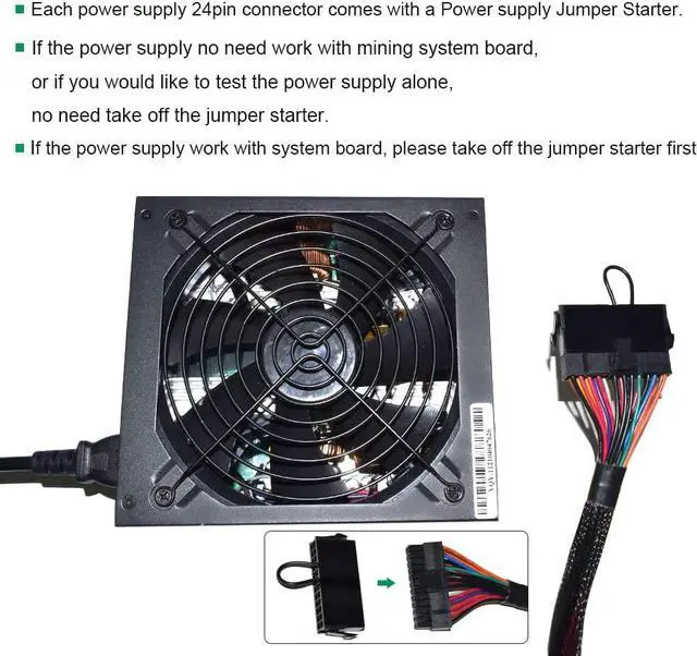 Alt view image 6 of 7 - 1800W Mining Power Supply,ATX PC PSU Supports 6 GPU for Bitmain Ethereum Bitcoin Miner Rigs 110V-240V Power Adapter with 2x12AWG to 4x18 AWG Heavy Duty Power Cable