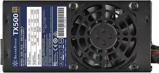 Alt view image 2 of 5 - SilverStone Technology 500W Fixed Cable TFX Power Supply 80 Plus Gold TX500-G (SST-TX500-G)