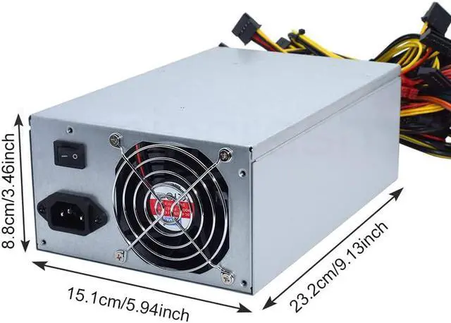 Alt view image 2 of 6 - 4U Double Fan ATX 2000W Miner Power Supply Support 8 GPU for ETH BTC LTC Graphics Card Mining Machine PSU