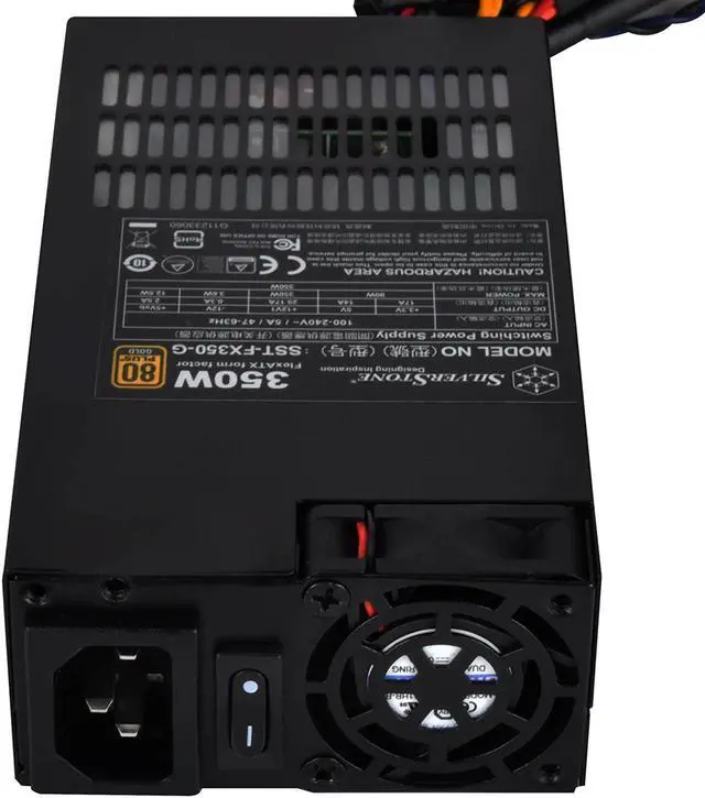 Alt view image 4 of 7 - SilverStone Technology 350 Watt Flex ATX Power Supply with Fixed Cables and 80 Plus Gold with 6Pin PCIe Connector SST-FX350-G-USA, BlackLead-Free Paint
