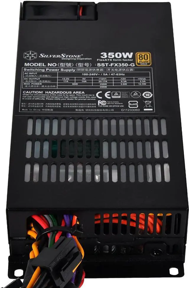 Alt view image 5 of 7 - SilverStone Technology 350 Watt Flex ATX Power Supply with Fixed Cables and 80 Plus Gold with 6Pin PCIe Connector SST-FX350-G-USA, BlackLead-Free Paint