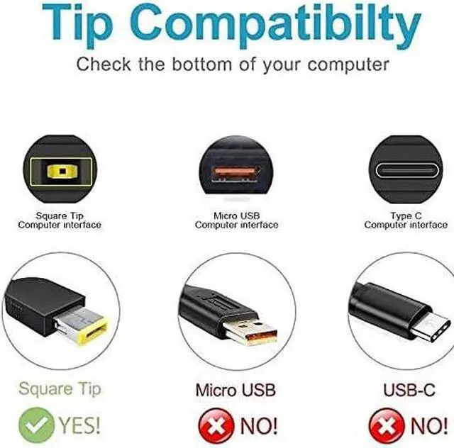 Alt view image 2 of 6 - 65W 20V 3.25A Tip AC Adapter Charger Fit for Lenovo ThinkPad Yoga 13 13-2191,X1 Carbon,Flex 14,G50 T460 T470 T440 T450,ADLX65NDT3A ADLX65NDC3 ADLX65SLC2A ADP-65FD B Laptop Power Supply Cord