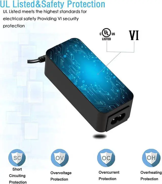 Alt view image 4 of 5 - 45W Type C AC Charger Fit for Lenovo Ideapad Flex-3 Chromebook-11IJL6 Flex-5 Chromebook-13ITL6 Laptop USB C Power Supply Adapter Cord
