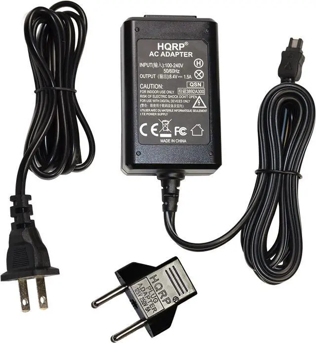 Main image of HQRP Replacement AC Adapter/Charger Compatible with Sony HandyCam DCR-DVD7, DCR-DVD92 Camcorder with USA Cord & Euro Plug Adapter