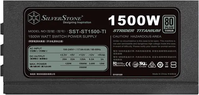 Alt view image 4 of 7 - SilverStone Technology ST1500-TI, 80 Plus Titanium 1500W Fully Modular ATX/PS2 Power Supply, SST-ST1500-TI-X, Black
