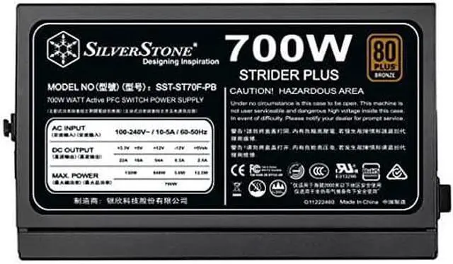 Alt view image 3 of 7 - Silverstone Tek 700W +12V Rail 80PLUS Bronze 100% Fully Modular Active PFC Power Supply ATX12V/EPS12V 700 Power Supply ST70F-PB