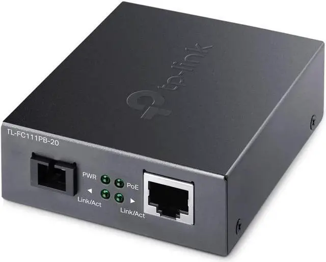 Main image of TP-Link TL-FC111PB-20 | 10/100 Mbps WDM SFP to RJ45 Fiber to Ethernet Media Converter with 1-Port PoE | 10/100 Mbps RJ45 Port to 100Base-FX Single-Mode Fiber | Extend Fiber Distance Up to 20 km