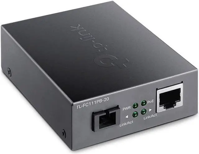 Alt view image 3 of 4 - TP-Link TL-FC111PB-20 | 10/100 Mbps WDM SFP to RJ45 Fiber to Ethernet Media Converter with 1-Port PoE | 10/100 Mbps RJ45 Port to 100Base-FX Single-Mode Fiber | Extend Fiber Distance Up to 20 km