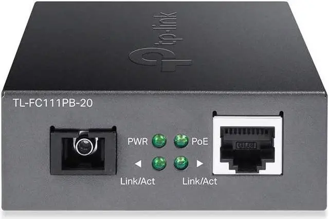Alt view image 4 of 4 - TP-Link TL-FC111PB-20 | 10/100 Mbps WDM SFP to RJ45 Fiber to Ethernet Media Converter with 1-Port PoE | 10/100 Mbps RJ45 Port to 100Base-FX Single-Mode Fiber | Extend Fiber Distance Up to 20 km