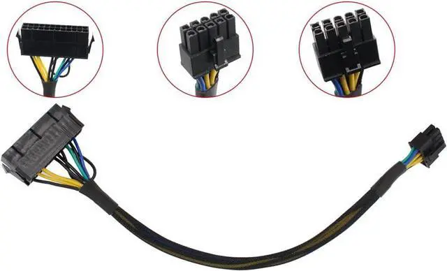 Alt view image 2 of 2 - 24 Pin to 10 Pin ATX PSU Main Power Supply Adapter Braided Sleeved Cable for IBM/Lenovo PCs Motherboard and Servers 12-inch (30cm)