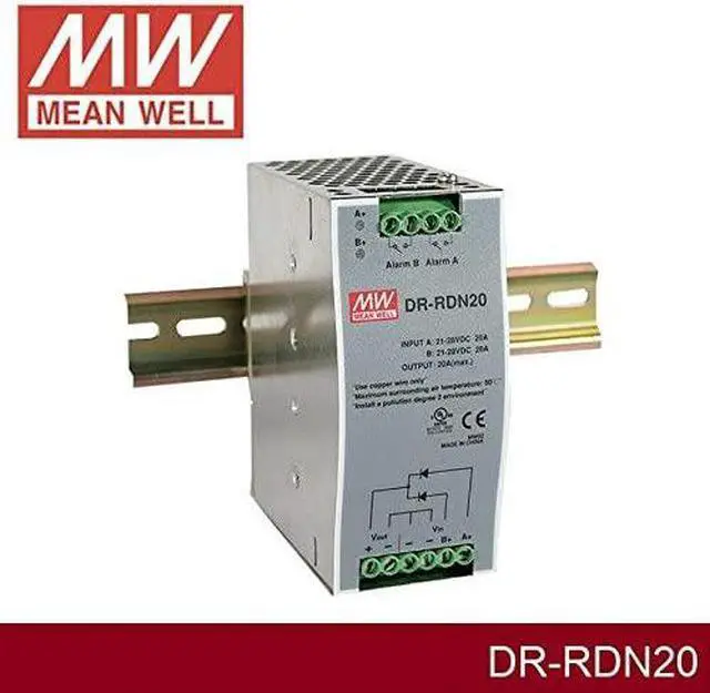 Alt view image 2 of 4 - Redundant DIN Rail PS 30V 20A DR-RDN20 Meanwell AC-DC SMPS DR-RDN20 Series MEAN WELL Switching Power Supply
