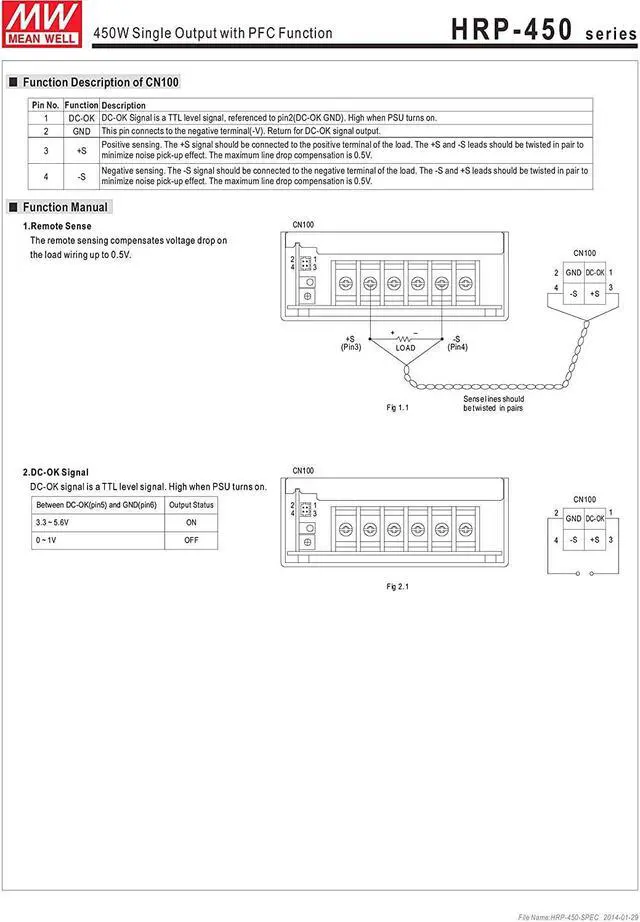 Alt view image 2 of 2 - MEAN WELL HRP-450-15 AC/DC Power Supply Single-Out 15V 30A 450W 13-Pin